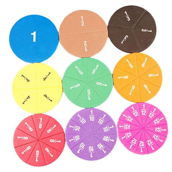 51 Piece Circular Fractions Kids Early Education Math Toy Without