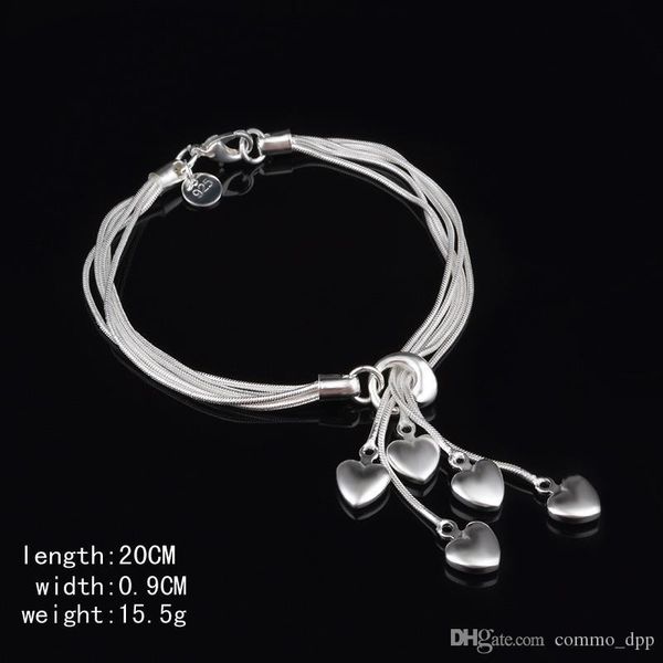 925 sterling silver bracelet 5 love heart charm silver bangles and bracelets snake chains for women&ladies fashion jewelry, Golden;silver 
925 sterling silver bracelet 5 love heart charm silver bangles and bracelets snake chains for women&ladies fashion jewelry, Golden;silver