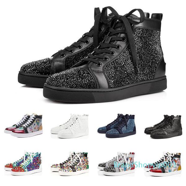 2019 fashion luxury sneakers designer shoes red bottoms for mens women high cut spikes party lovers genuine leather casual rivet sneaker, Black
2019 fashion luxury sneakers designer shoes red bottoms for mens women high cut spikes party lovers genuine leather casual rivet sneaker, Black