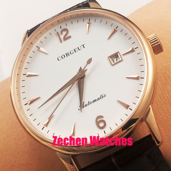 corgeut 40mm 21 japan automatic miyota 8215 movement auto date day mens wrist watch gold case white dail watch, Slivery;brown
corgeut 40mm 21 japan automatic miyota 8215 movement auto date day mens wrist watch gold case white dail watch, Slivery;brown