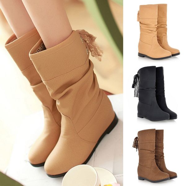 women boots increase within student casual middle tube large size boots knee high soft leather fashion boot, Black
women boots increase within student casual middle tube large size boots knee high soft leather fashion boot, Black