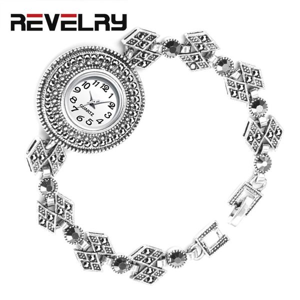 revelry 2019 new fashion women's watches antique silver luxury bright black crystal bracelet watch clock vintage quartz watch, Slivery;brown
revelry 2019 new fashion women's watches antique silver luxury bright black crystal bracelet watch clock vintage quartz watch, Slivery;brown