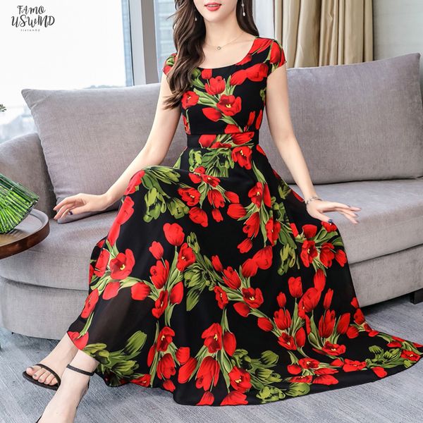 long maxi dress women vintage summer short sleeve 2020 casual beach elegant floral print plus size women dress vestidos, Black;gray
long maxi dress women vintage summer short sleeve 2020 casual beach elegant floral print plus size women dress vestidos, Black;gray
