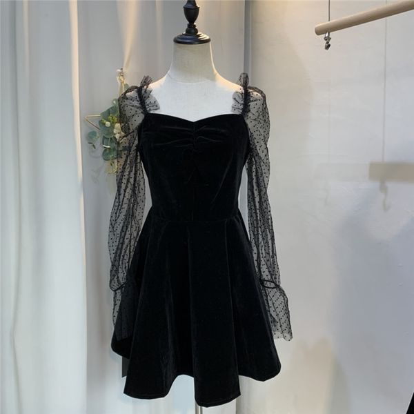 casual dresses annual dress woman wind lace small black skirt velvet full, Black;gray
casual dresses annual dress woman wind lace small black skirt velvet full, Black;gray