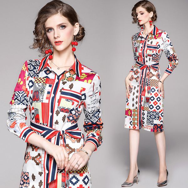 quality runway classic button shirts dress plus size women fashion lantern sleeve ladies designer dresses office elegant printed mini dress, Black;gray
quality runway classic button shirts dress plus size women fashion lantern sleeve ladies designer dresses office elegant printed mini dress, Black;gray