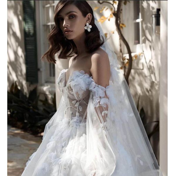2020 lace bohemian wedding dresses off the shoulder 3d floral appliqued a line long sleeve bridal gowns sweep train boho wedding dress, White
2020 lace bohemian wedding dresses off the shoulder 3d floral appliqued a line long sleeve bridal gowns sweep train boho wedding dress, White
