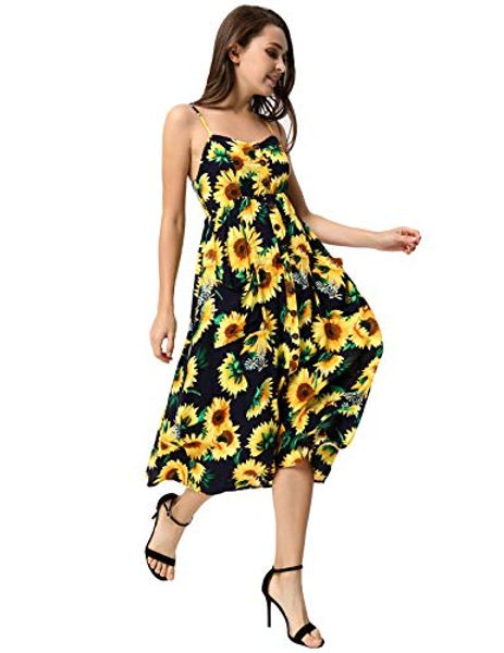 maacie women spaghetti strap button down maternity sunflower dress with pockets, Black;gray
maacie women spaghetti strap button down maternity sunflower dress with pockets, Black;gray