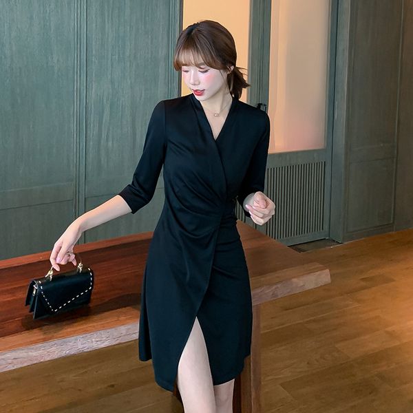 casual dresses women's dress 2021 spring and summer temperament slim fit split female v-neck seven-point sleeve, Black;gray
casual dresses women's dress 2021 spring and summer temperament slim fit split female v-neck seven-point sleeve, Black;gray