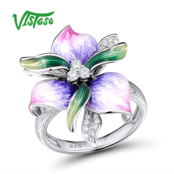 vistoso silver ring for women 925 sterling silver rings delicate pink flower shiny white cz elegant fine jewelry handmade enamel j190709, Slivery;golden
vistoso silver ring for women 925 sterling silver rings delicate pink flower shiny white cz elegant fine jewelry handmade enamel j190709, Slivery;golden