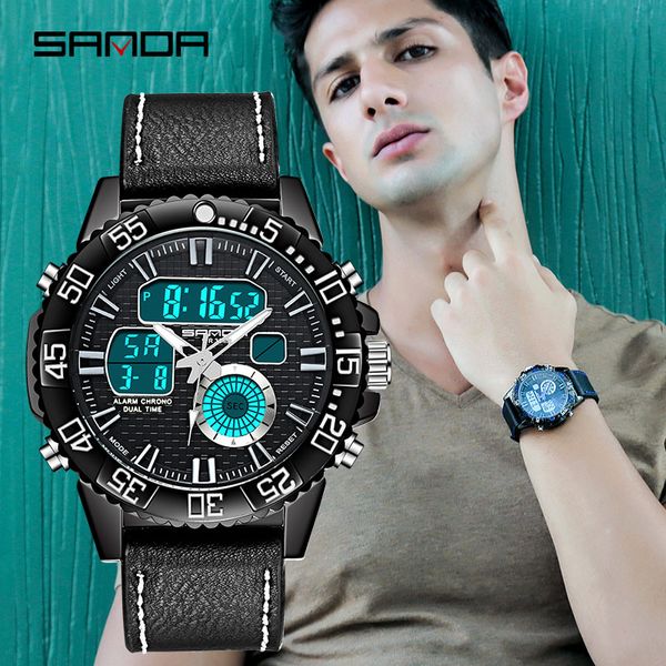 men analog digital sports watches leather strap men's army military watch man quartz clock waterproof relogio masculino, Slivery;brown
men analog digital sports watches leather strap men's army military watch man quartz clock waterproof relogio masculino, Slivery;brown