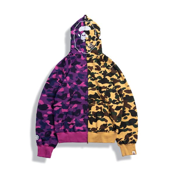new men green purple camo color matching cardigan hooded sweater lover's loose personality casual hooded jacket, Black
new men green purple camo color matching cardigan hooded sweater lover's loose personality casual hooded jacket, Black