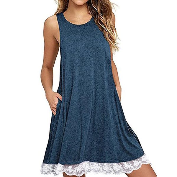 women's bohemia summer dress stitching loose dress short sleeveless solid lace beach ws5707v, Black;gray
women's bohemia summer dress stitching loose dress short sleeveless solid lace beach ws5707v, Black;gray