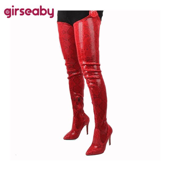 girseaby over knee waist high boots extreme long buckle snake print pointed toe stiletto thin high heels zipper spring autumn, Black
girseaby over knee waist high boots extreme long buckle snake print pointed toe stiletto thin high heels zipper spring autumn, Black