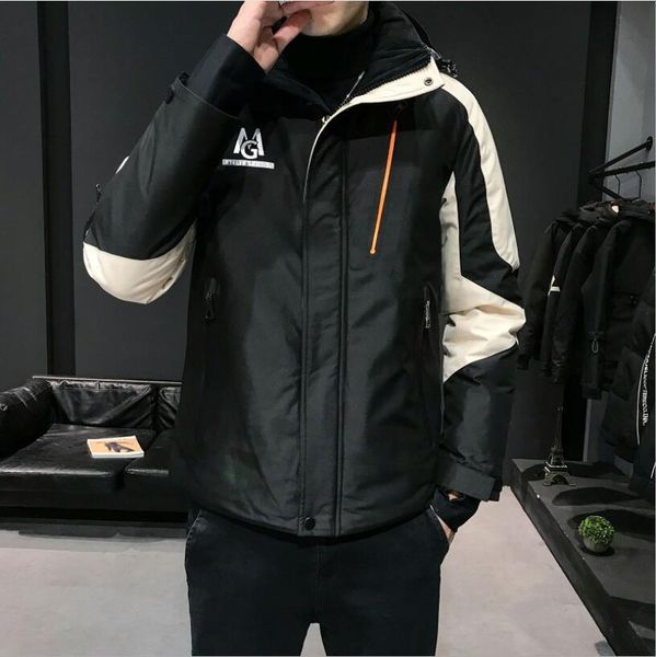 2019 winter new hooded down jacket men's designer trend handsome men's sports leisure fashion zipper fit coat, Black
2019 winter new hooded down jacket men's designer trend handsome men's sports leisure fashion zipper fit coat, Black