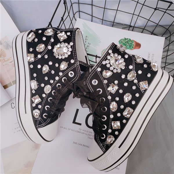 canvas shoes crystal 2020 new cute ladies gems, with diamonds and thick bottom high-girls flats loafers round toe casual, Black
canvas shoes crystal 2020 new cute ladies gems, with diamonds and thick bottom high-girls flats loafers round toe casual, Black