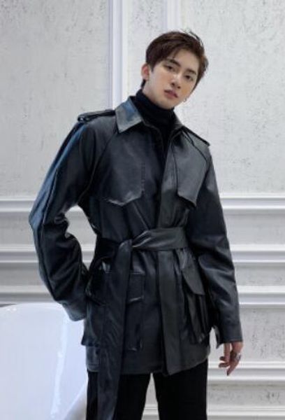 m- 2020 new men's clothing personality big bag tooling lace-up locomotive pu leather jacket leisure hairstylist coat costumes, Black
m- 2020 new men's clothing personality big bag tooling lace-up locomotive pu leather jacket leisure hairstylist coat costumes, Black