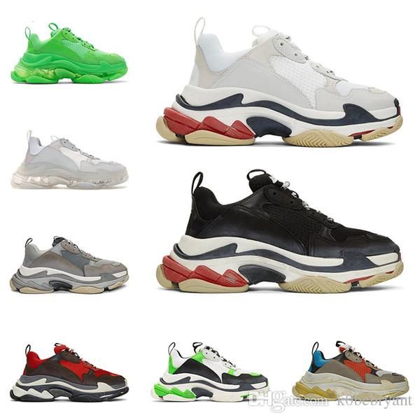 2019 multi luxury triple s designer low old dad sneaker combination soles boots mens womens fashion casual shoes high size 36-45, Black