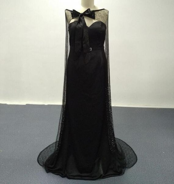 2020 new black evening dresses real images blingbling with bowtie cape sweep train evening gowns vestidos de novia 2018, Black;red
2020 new black evening dresses real images blingbling with bowtie cape sweep train evening gowns vestidos de novia 2018, Black;red
