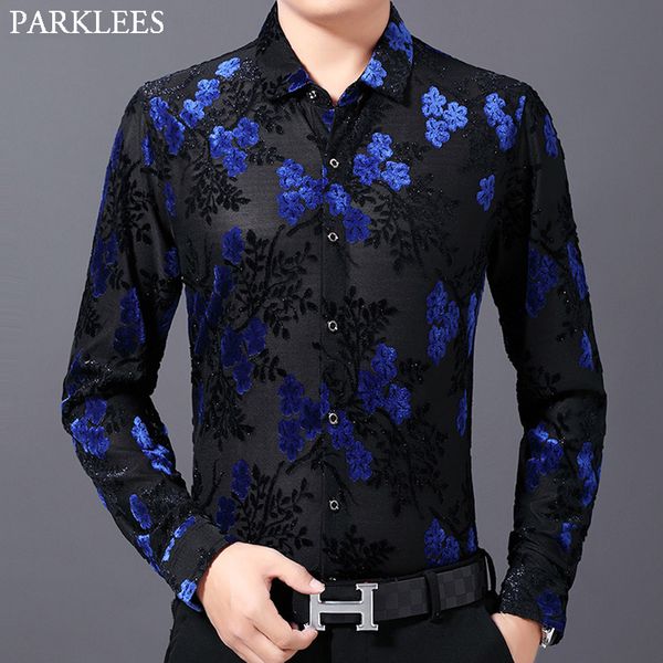 men's casual shirts luxury blue floral velvet dress men 2021 slim fit long sleeve lace shirt party event social blouse chemise, White;black
men's casual shirts luxury blue floral velvet dress men 2021 slim fit long sleeve lace shirt party event social blouse chemise, White;black