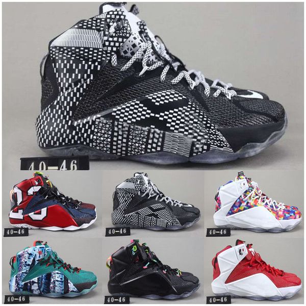 new what the 12 p.s elite xii bhm rainbow sports kids basketball shoes 12s men walking jogging sneakers, Black