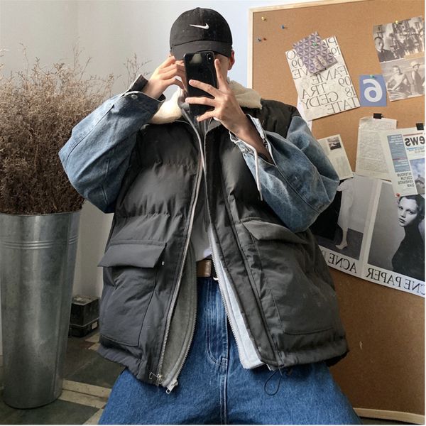 2019 autumn and winter new stitching sleeves fake two-piece collar cotton coat fashion casual youth jacket coat gray / dark gray, Black
2019 autumn and winter new stitching sleeves fake two-piece collar cotton coat fashion casual youth jacket coat gray / dark gray, Black