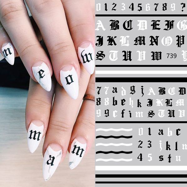 3d nail sticker english letters transfer beautiful nail decals decoration digital series art accessories diy design, Black
3d nail sticker english letters transfer beautiful nail decals decoration digital series art accessories diy design, Black
