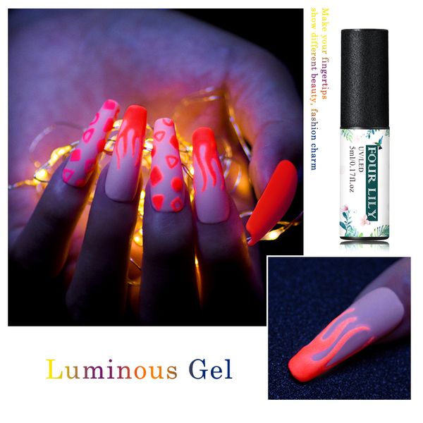 four lily 5ml luminous gel nail polish florescent light night glow in uv gel lacquer soak off semi permanent nail art manicure, Red;pink
four lily 5ml luminous gel nail polish florescent light night glow in uv gel lacquer soak off semi permanent nail art manicure, Red;pink