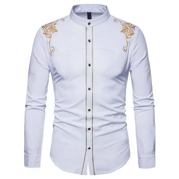 plus size fashion men vintage slim fit shirt male casual embroidered solid stand collar button up work shirt costume for men, White;black
plus size fashion men vintage slim fit shirt male casual embroidered solid stand collar button up work shirt costume for men, White;black