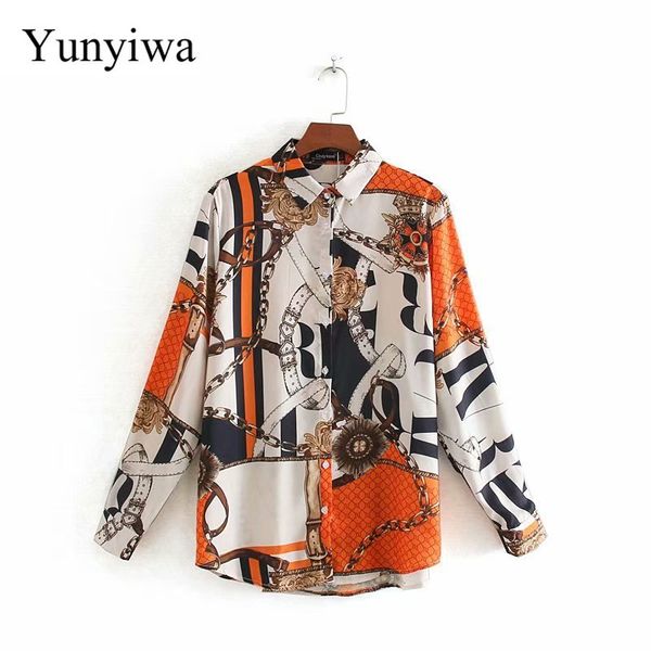 women vintage color matching chain pattern print shirt office lady long sleeve business blouses chic autumn retro, White
women vintage color matching chain pattern print shirt office lady long sleeve business blouses chic autumn retro, White
