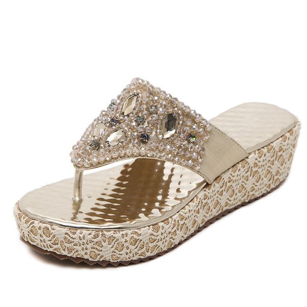 fashion 2019 summer wedge shoes women's slippers rhinestone beach flip flops ladies sweet gold wedge heels t171, Black
fashion 2019 summer wedge shoes women's slippers rhinestone beach flip flops ladies sweet gold wedge heels t171, Black