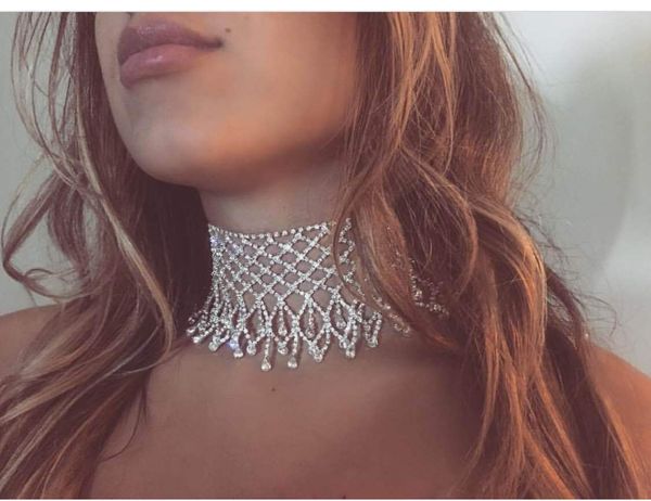 european and american personality elements tide female necklace full of diamond retro exaggerated water drop diamond tassels necklace, Silver
european and american personality elements tide female necklace full of diamond retro exaggerated water drop diamond tassels necklace, Silver
