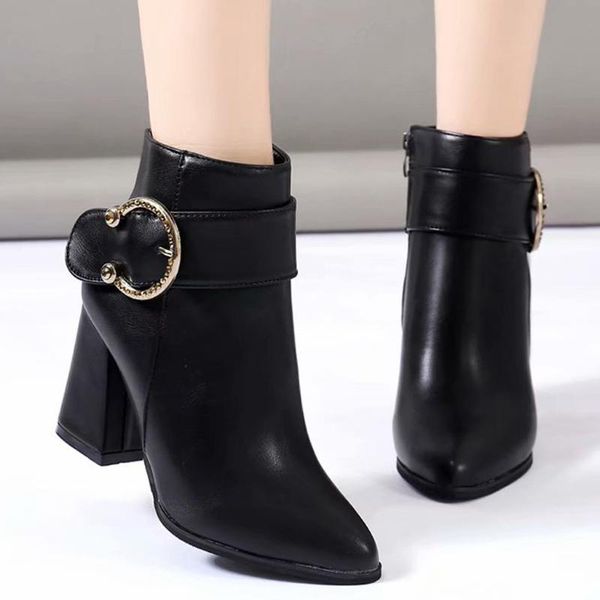 daily boots pointed boots classic solid color ankle zipper warm fur plush women shoes wild, Black
daily boots pointed boots classic solid color ankle zipper warm fur plush women shoes wild, Black