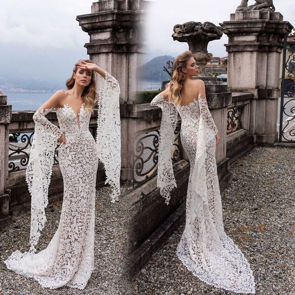 2019 long sleeves lace evening dresses scoop neck cut out transparent ruffle sleeves mermaid women wedding party dress, White;black
2019 long sleeves lace evening dresses scoop neck cut out transparent ruffle sleeves mermaid women wedding party dress, White;black