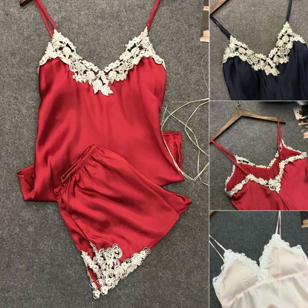2pcs/set women silk satin lace robe shorts sleepwear babydoll nightdress pajamas, Black;red
2pcs/set women silk satin lace robe shorts sleepwear babydoll nightdress pajamas, Black;red