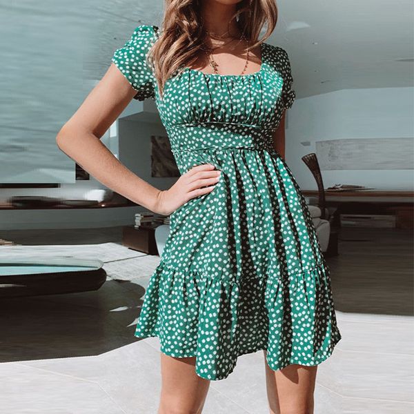 new designers piff sleeve dress casual above knee ladies dress summer womens polka dot printed dress, Black;gray
new designers piff sleeve dress casual above knee ladies dress summer womens polka dot printed dress, Black;gray