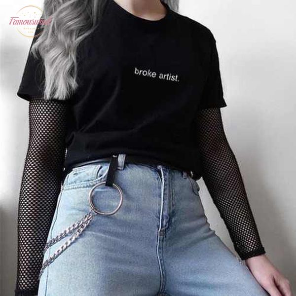 broke artist black graphic t shirt letters printed tumblr gurnge aesthetic tee 80s 90s girls fashion cool t shirt harajuku tees, White
broke artist black graphic t shirt letters printed tumblr gurnge aesthetic tee 80s 90s girls fashion cool t shirt harajuku tees, White