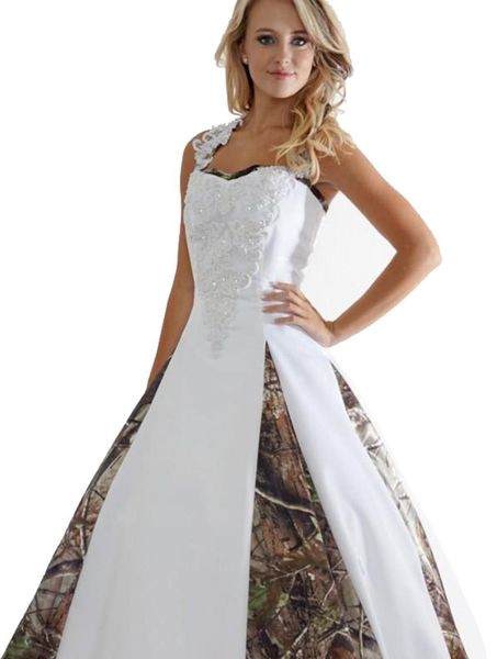 custom made2020 new wedding dresses with appliques ball gown long camouflage wedding party dress bridal gowns, White