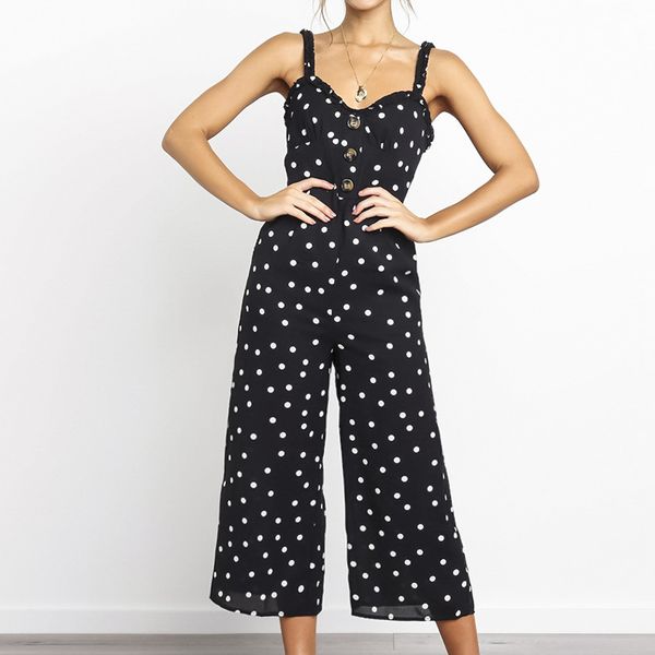 bodysuit casual rompers womens jumpsuit slim-fit polka-dot sling wide-leg jumpsuits women ruffles rompers female ladies overalls, Black;white
bodysuit casual rompers womens jumpsuit slim-fit polka-dot sling wide-leg jumpsuits women ruffles rompers female ladies overalls, Black;white