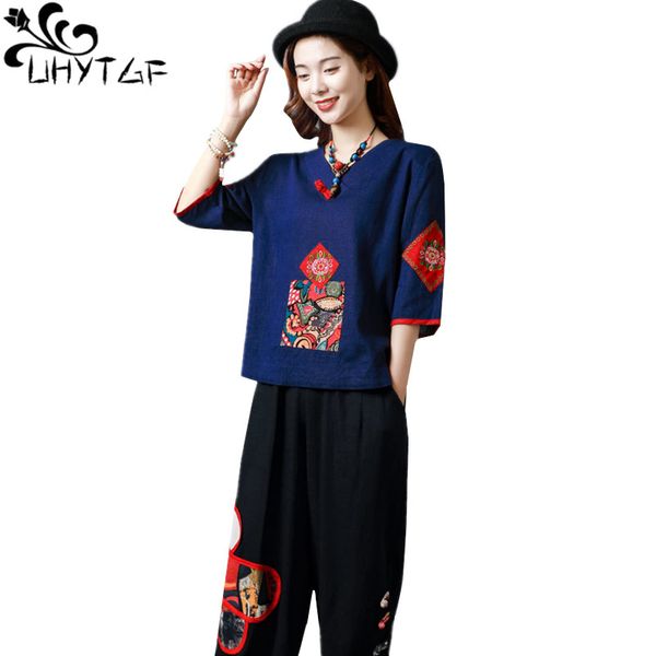 uhytgf tracksuits wives fashion embroidered cotton and linen summer two-piece set womens national style thin plus size sets 1040, White
uhytgf tracksuits wives fashion embroidered cotton and linen summer two-piece set womens national style thin plus size sets 1040, White