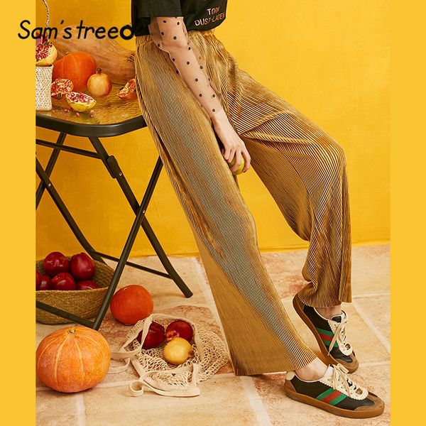 sam's tree striped solid velvet wide leg women pants 2020 autumn winter straight loose casual korean office ladies trousers, Black;white
sam's tree striped solid velvet wide leg women pants 2020 autumn winter straight loose casual korean office ladies trousers, Black;white