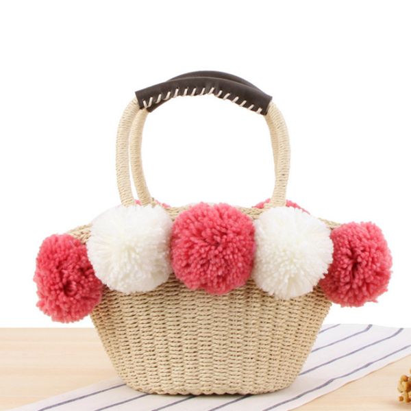 hand-woven beach bag cute hit color big yarn ball straw bag small fresh leisure
hand-woven beach bag cute hit color big yarn ball straw bag small fresh leisure