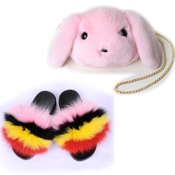 ladies summer fluffy real fur slippers women's cartoon animal plush bags shoes sets woman plush furry slides beach sandals, Black
ladies summer fluffy real fur slippers women's cartoon animal plush bags shoes sets woman plush furry slides beach sandals, Black