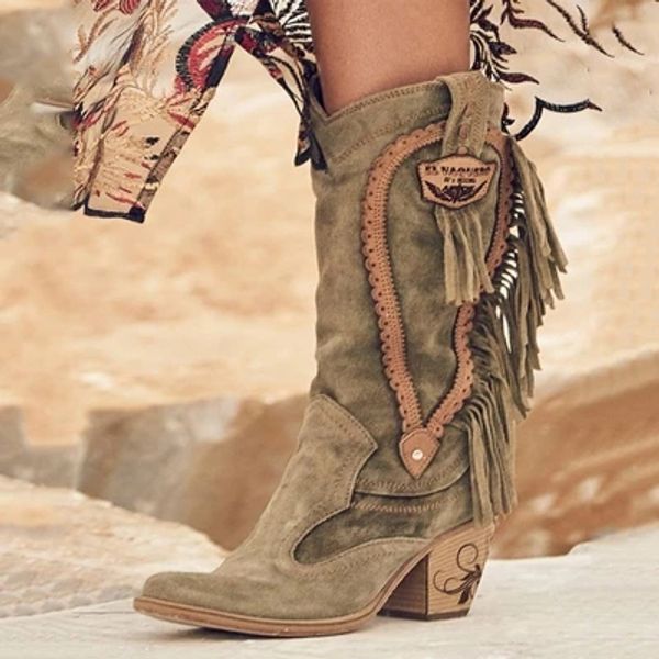 vogue women ethnic style mid tube high heels stylish warm fur boots low heel suede boots long fringe winter embroidered boot, Black
vogue women ethnic style mid tube high heels stylish warm fur boots low heel suede boots long fringe winter embroidered boot, Black