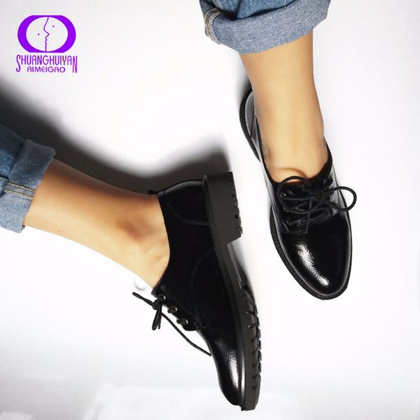 flats british style oxford shoes women spring soft leather oxfords flat heel casual shoes lace up womens shoes retro brogues y190704, Black
flats british style oxford shoes women spring soft leather oxfords flat heel casual shoes lace up womens shoes retro brogues y190704, Black