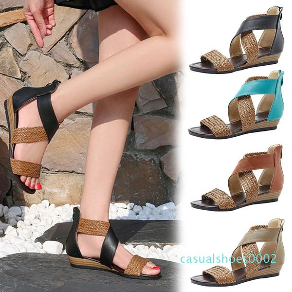 ankle strap vintage open toe straw braided summer daily fashion wedge casual women sandals beach soft sole street zipper c02, Black
ankle strap vintage open toe straw braided summer daily fashion wedge casual women sandals beach soft sole street zipper c02, Black