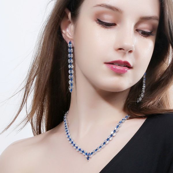 aglover authentic fashion zircon pendant long tassel earrings & necklace for woman statement necklace wedding crystal jewelry se, Silver
aglover authentic fashion zircon pendant long tassel earrings & necklace for woman statement necklace wedding crystal jewelry se, Silver