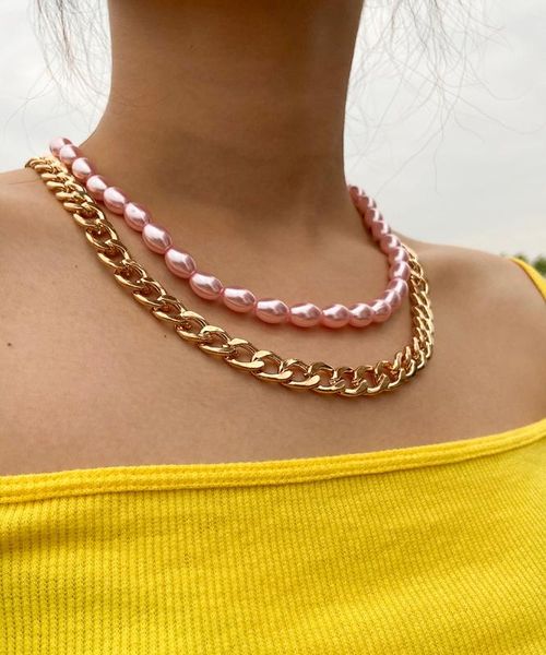 mix and match punk chain hand collar ornament temperament cool color imitation pearl necklace, Silver
mix and match punk chain hand collar ornament temperament cool color imitation pearl necklace, Silver