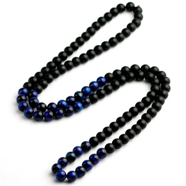 natural matte black onyx with blue tiger's eye stone 8mm beads necklace men necklaces women necklaces fashion jewelry new design, Silver
natural matte black onyx with blue tiger's eye stone 8mm beads necklace men necklaces women necklaces fashion jewelry new design, Silver