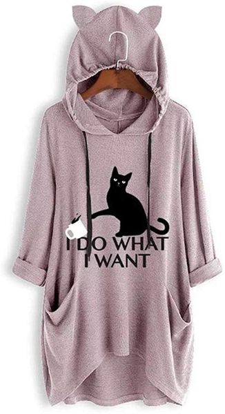 hirigin plus size womens hoodies i do what i want letter cat cup ear pattern pocket sweatshirt oversized cute pullover femme, Black
hirigin plus size womens hoodies i do what i want letter cat cup ear pattern pocket sweatshirt oversized cute pullover femme, Black