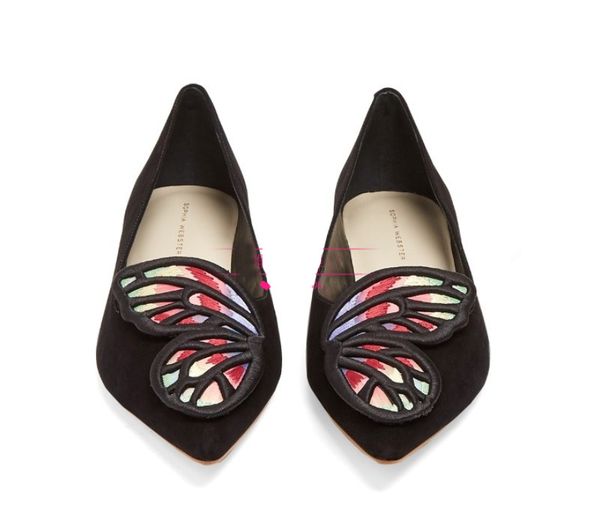 2019 ladies sheepskin suede pointed shoes low heel embroider mutli butterfly ornaments sophia webster black shoes 34-42
2019 ladies sheepskin suede pointed shoes low heel embroider mutli butterfly ornaments sophia webster black shoes 34-42